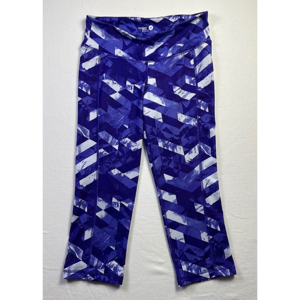 Old Navy Active Go-Dry Purple Geometric Cropped Compression Leggings M-2681